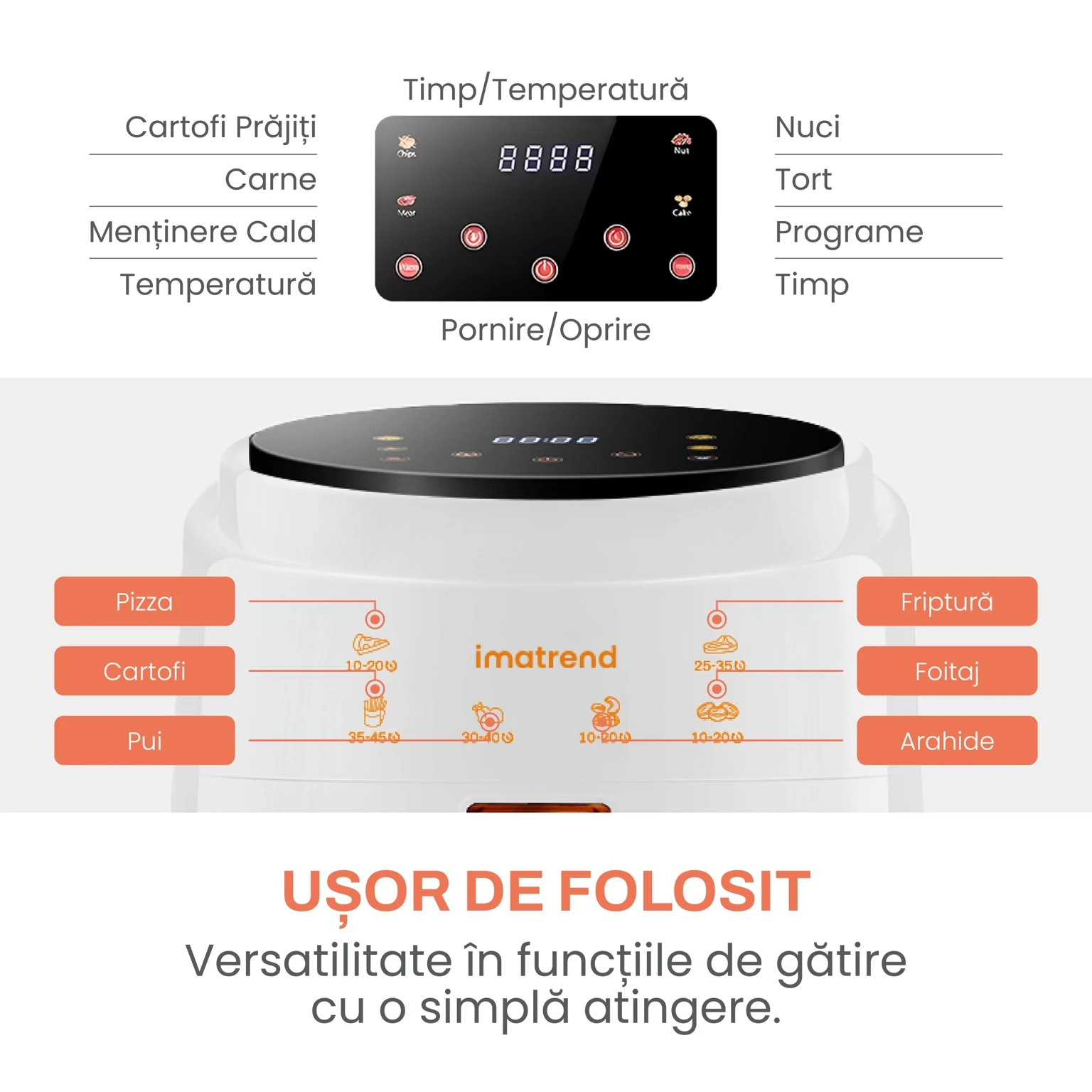 airfryer imatrend 8l capacitate cos 8 litri