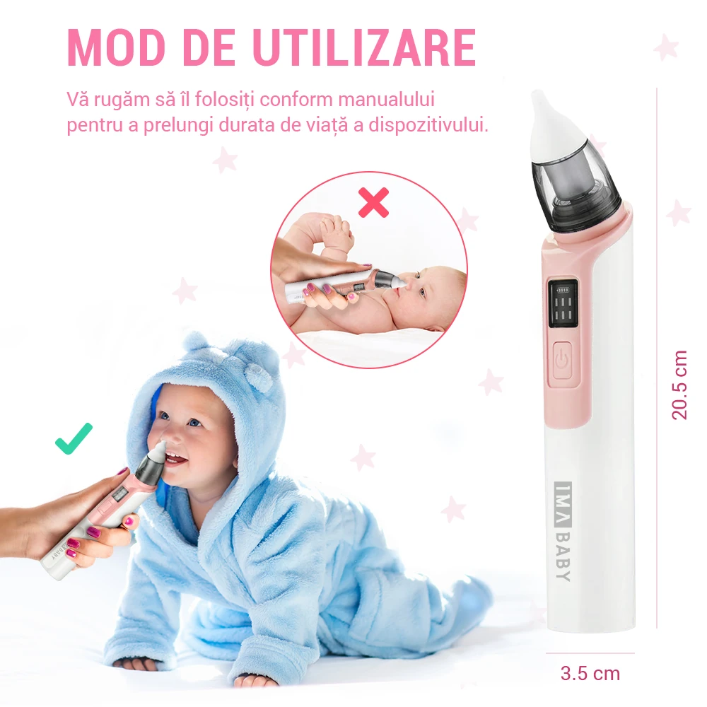 aspirator nazal electric bebe ima baby roz mod utilizare