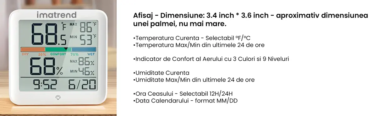 termometru higrometru afisaj functii
