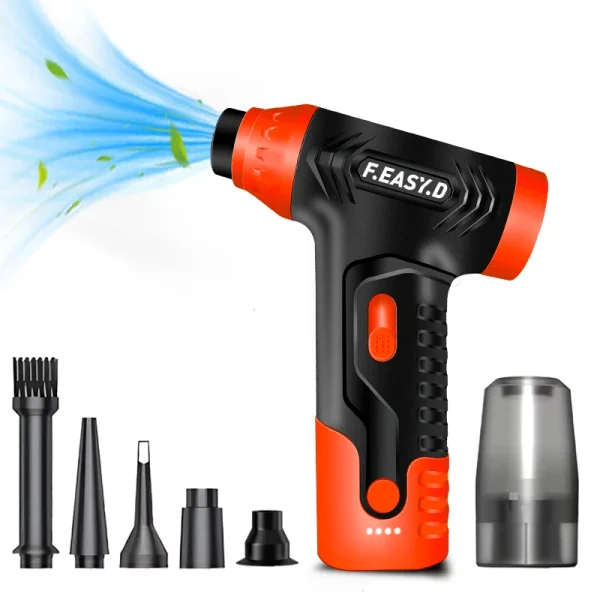 Suflanta Aer Portabila IMA Trend Blower, Aspirator, Turbo Fan, 140000 RPM, 4 Trepte, 5000mAh, USB-C, Portocaliu