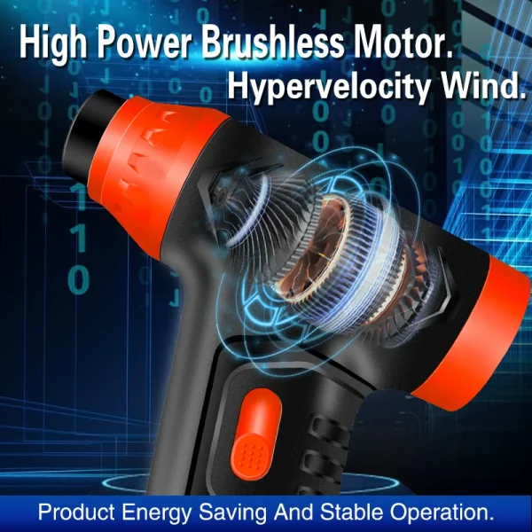 Suflanta Aer Portabila IMA Trend Blower, Aspirator, Turbo Fan, 140000 RPM, 4 Trepte, 5000mAh, USB-C, Portocaliu - imagine 3
