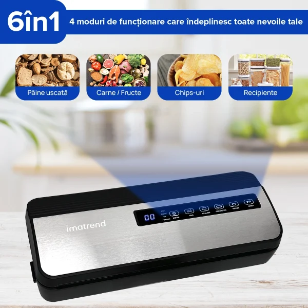 Aparat de Vidat IMA Trend – 130W, 80kpa, 30cm, Furtun caserole, Cutter, Pungi si Rola Incluse - imagine 8