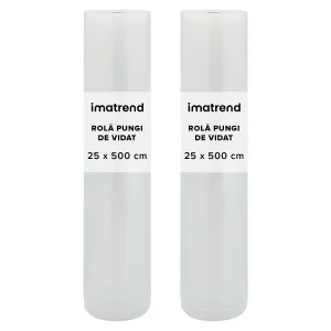 Set 2 role pungi de vidat gofrate IMA Trend pentru aparat de vidat– 25x500cm, Compatibilitate Universala, Transparenta