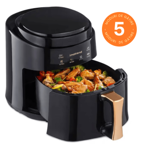 Friteuza cu aer cald IMA Trend XL, Air fryer 8L – 1400W, Display digital, Gatire fara ulei, Negru