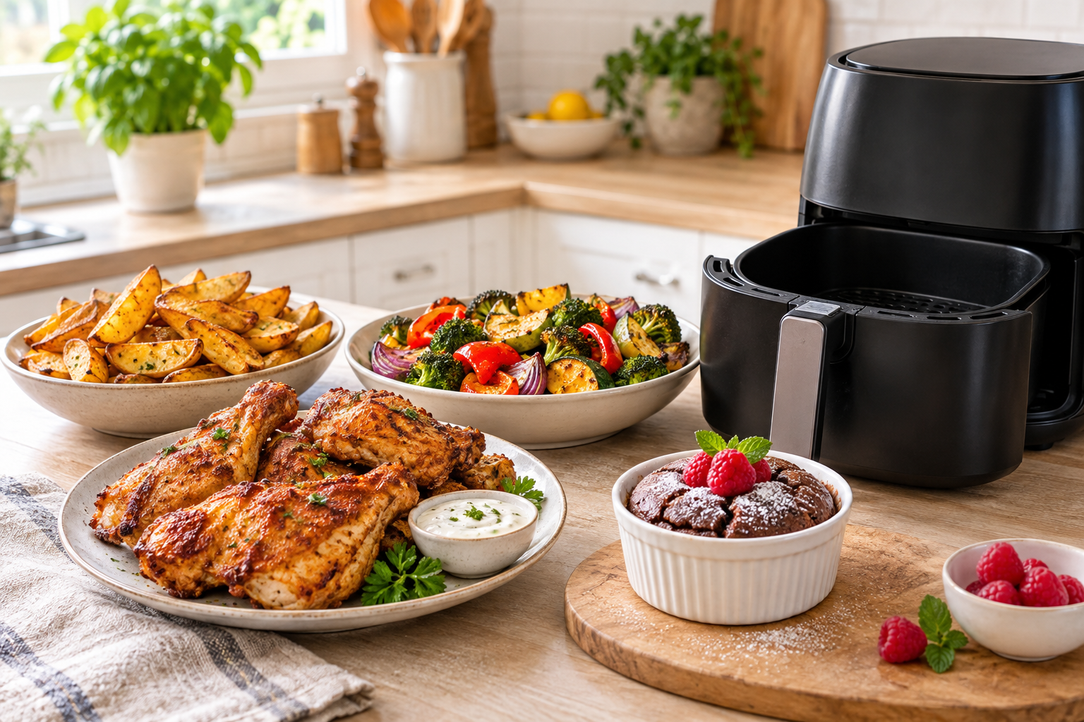 Preparate variate gătite la airfryer: pui, cartofi, legume și desert