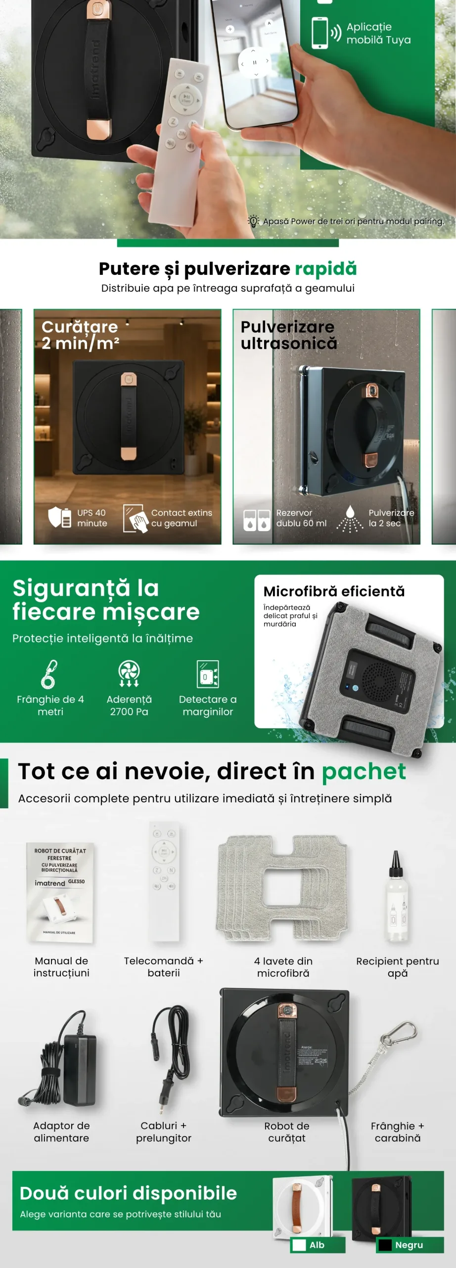 Descriere grafică pentru Robot pentru curățarea geamurilor IMA Trend, model A, negru, partea 2, cu funcții, utilizare și detalii despre produs