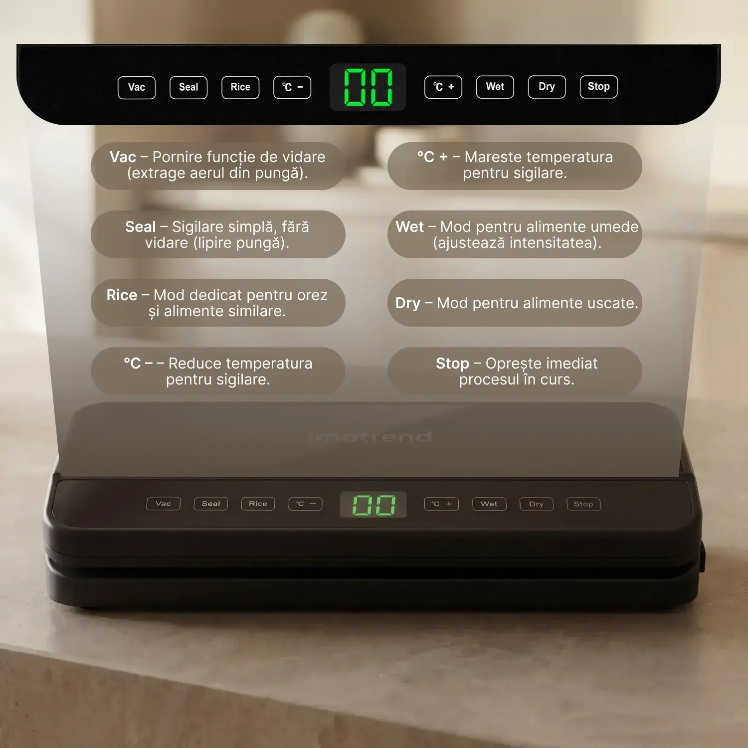 aparat vidat alimente functii butoane vac seal wet dry