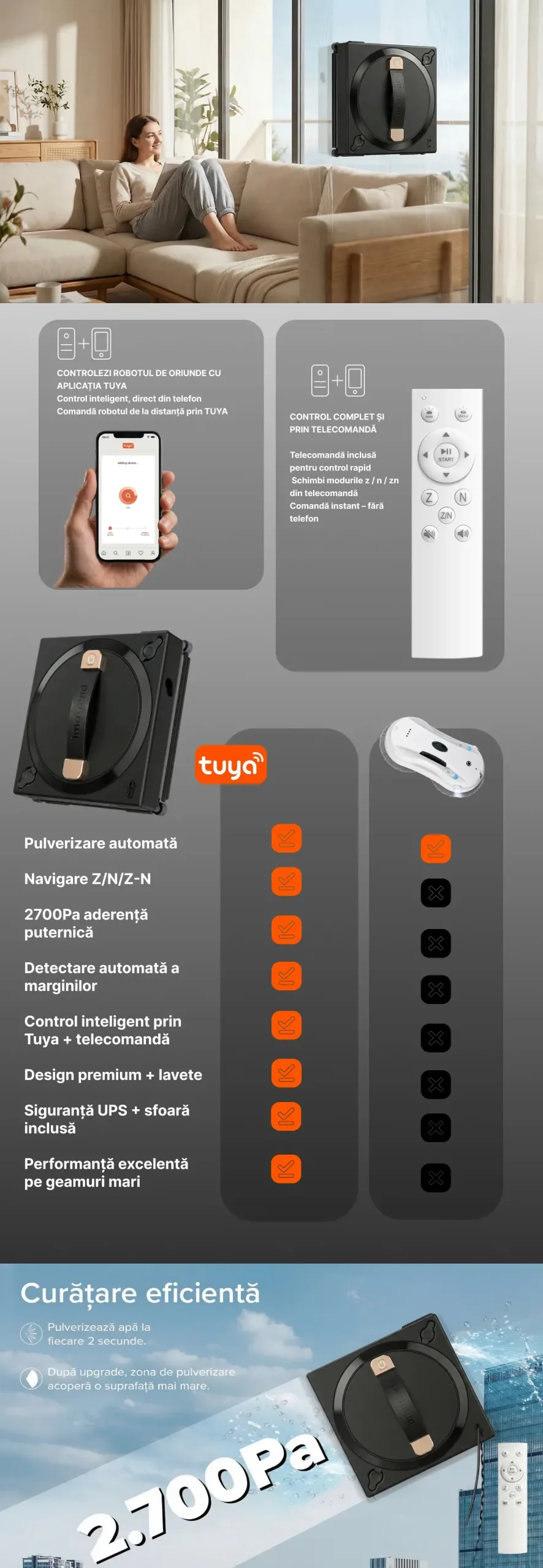 robot curatare geamuri control tuya comparatie functii