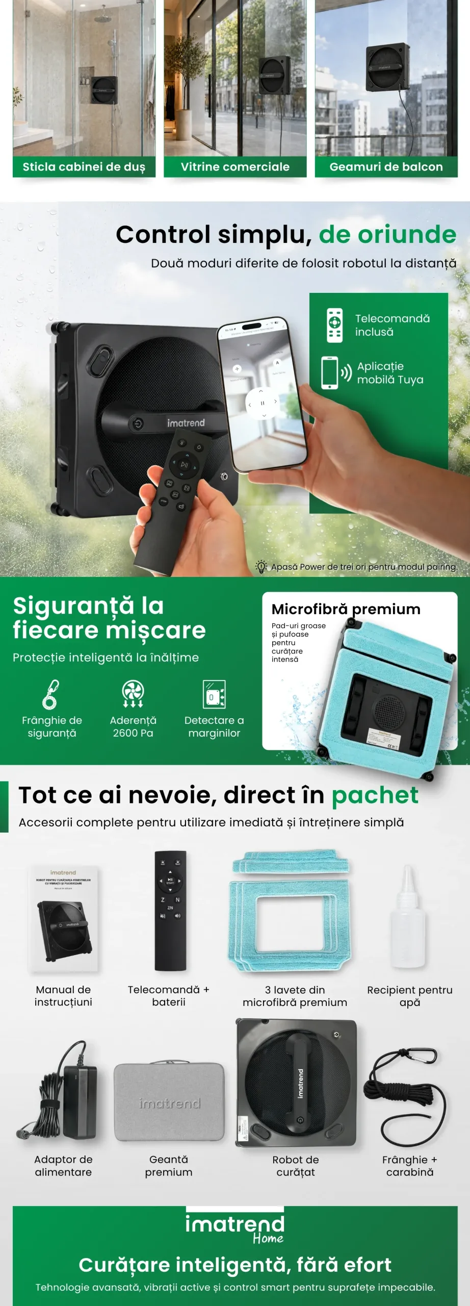 Descriere grafică pentru Robot pentru curățarea geamurilor IMA Trend, model B, partea 2, cu funcții, utilizare și detalii despre produs