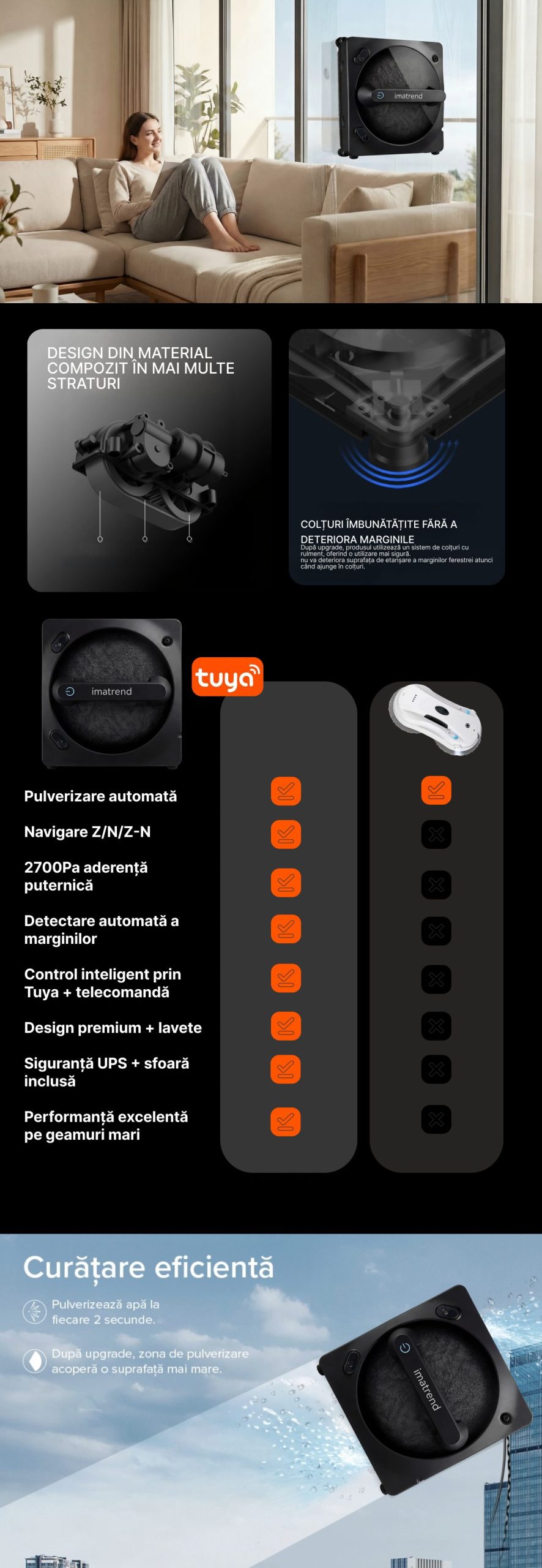 Robot curatare geamuri imatrend, cu vibratii, curatare in profunzime