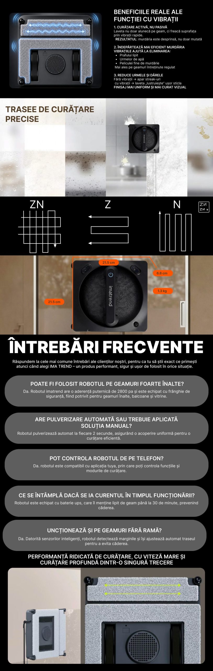 Robot curatare geamuri imatrend, cu vibratii, curatare in profunzime