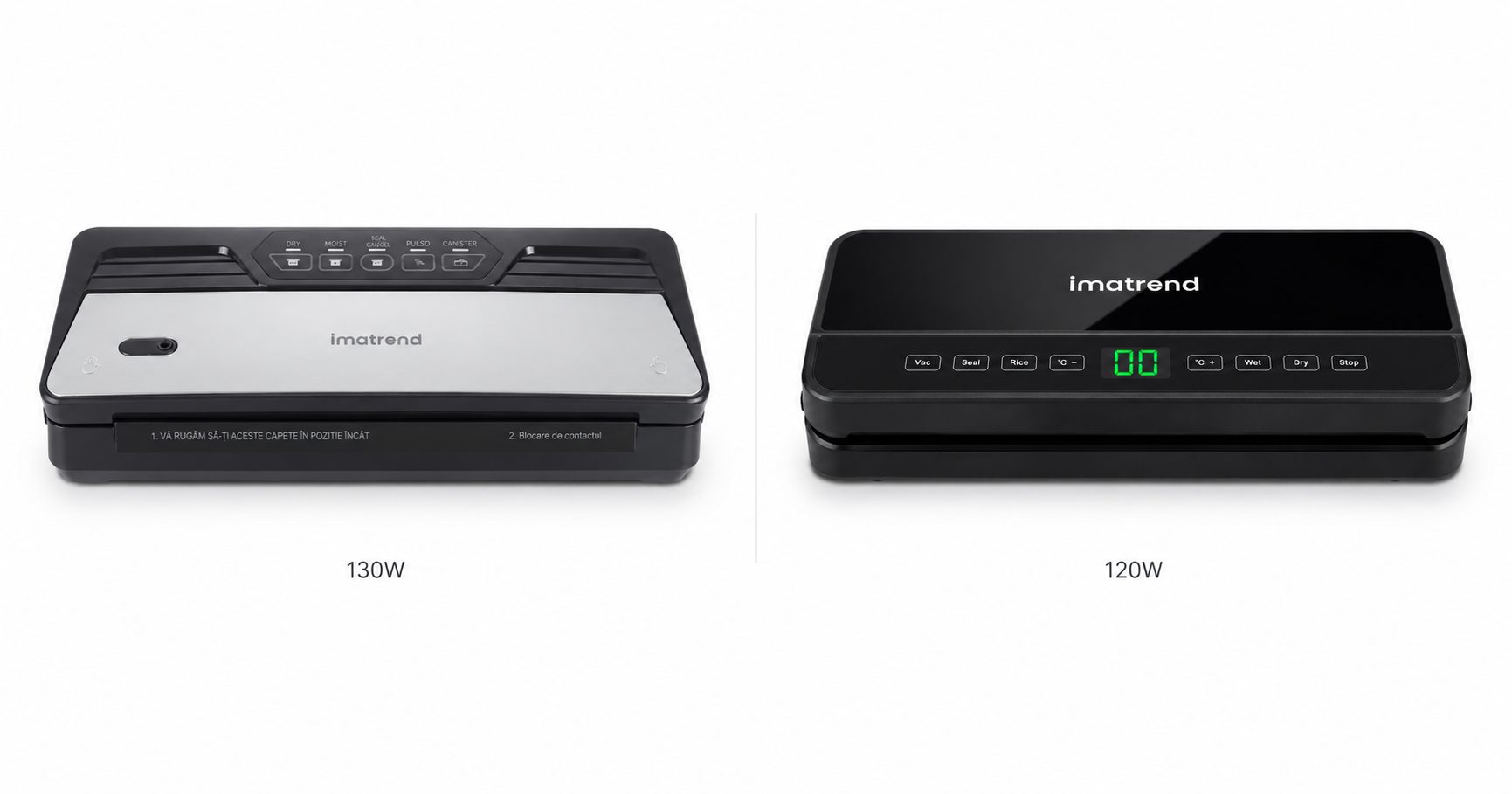 Aparat de vidat IMA Trend 130W și 120W, comparație