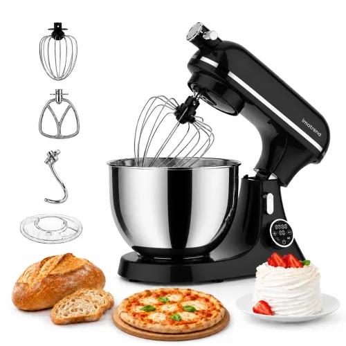 Mixer cu bol din inox 7L IMA Trend, Mixer Profesional 2000W, Functie de Dospire, Panou Digital, 10 Viteze, Angrenaje Metalice, Accesorii Incluse Pentru Framantare, Mixare si Batere, Mixer Bucatarie pentru Aluat, Creme si Deserturi, Negru